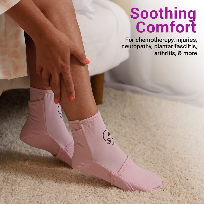 ZOMAPLE Cold Therapy Socks + Gel Packs, Lavender, Medium â€“ Soothe Burning Feet & Reduce Swelling â€“ Hot/Cold Use, Touch Fasteners & Comes with 2 Large & 2 Small Gel Packs â€“ Versatile Foot Ice Pack Wrap - Image 2